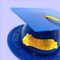 24 Count Graduation Cap Cake Topper Durable Plastic Party Decoration Royal Blue 3.5 Inch